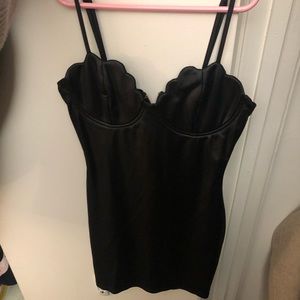 Black faux leather look sexy club party dress